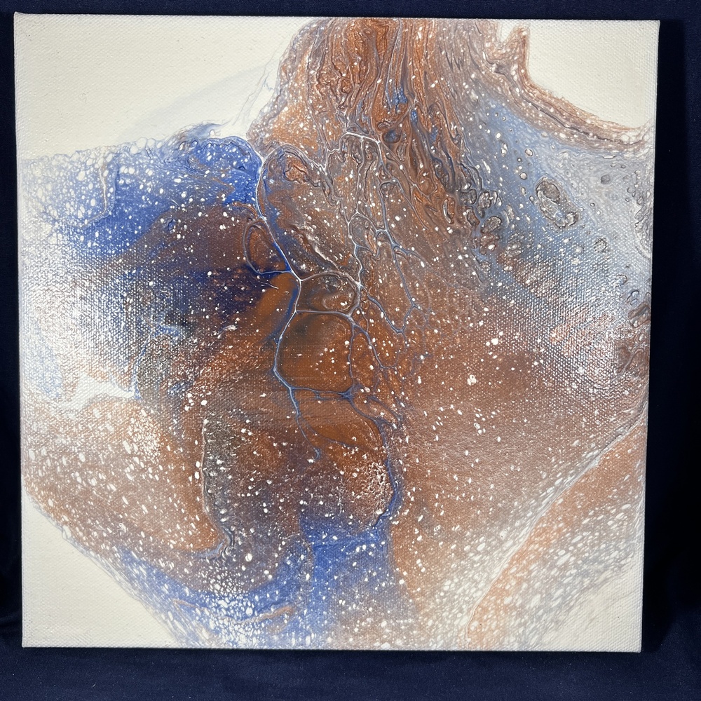 The Cliffs 10 x 10 Acrylic Pour Painting by Kat Sanders Painting Abstract Fluid